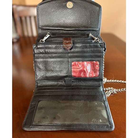 BRIGHTON - Nepal Organizer Crossbody/Pebbled Leather/Croc-Embossed Leather Trim - Picture 9 of 16